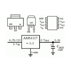 AMS1117-3.3 voltage regulator schematic and package layout