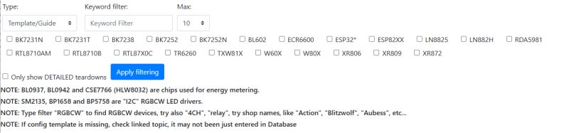 Filtering panel with platform checkboxes and an “Apply filtering” button