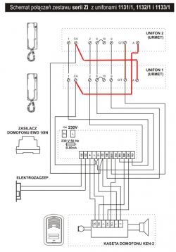 Podłączenie domofonu Elfon (Ken-2) z unifonem Urmet 1140/1