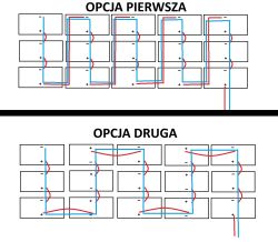 Schemat dwóch opcji połączeń paneli fotowoltaicznych w układzie szeregowym