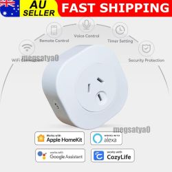 Remote Controlled Smart Plug White smart plug with voice and app control features.