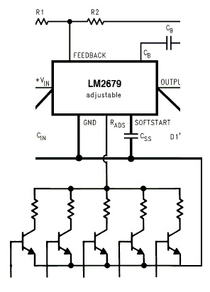 Czy schemat blokowy przetwornicy buck 3-30V 5A z L4975A jest poprawny?
