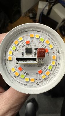 Interior of LSC/Action 2578539 Bulb Interior of LSC/Action 2578539 LED bulb showing electronic components.