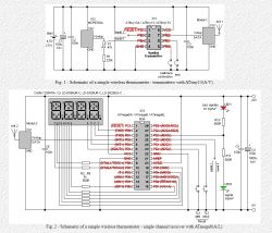 Schemat termometru bezprzewodowego z ATtiny13 i ATmega8