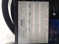 Ekran VCDS pokazujący status przełączników świateł w samochodzie