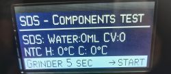 Siemens Coffee Machine Component Test Component test screen on Siemens coffee machine.