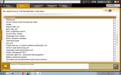 Ekran wyboru parametrów w oprogramowaniu diagnostycznym Peugeot