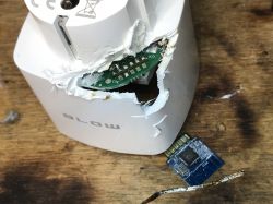 Dismantled Blow Socket with Exposed Circuit Board Damaged Blow socket with exposed circuit board.