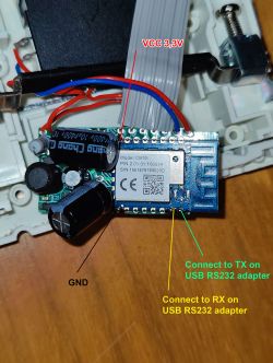 CB3S Chip with Connection Labels Interior of a device with CB3S chip and cable connection labels.