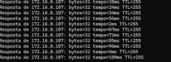 Ping results to IP address 172.16.0.107 with varying response times and TTL255