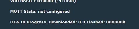 OTA status in progress. Downloaded: 0 B, Flashed: 000000h