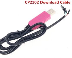 Różowy kabel CP2102 USB z trzema przewodami na końcu.