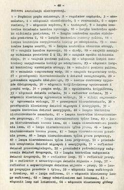 Strona z opisem elementów schematu instalacji elektrycznej.