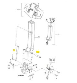 Schemat techniczny dyszla wózka widłowego serii 1133-02 z oznaczonymi częściami