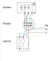 Connection of the lamp (3 bulbs, 2 + 1), double light switch.