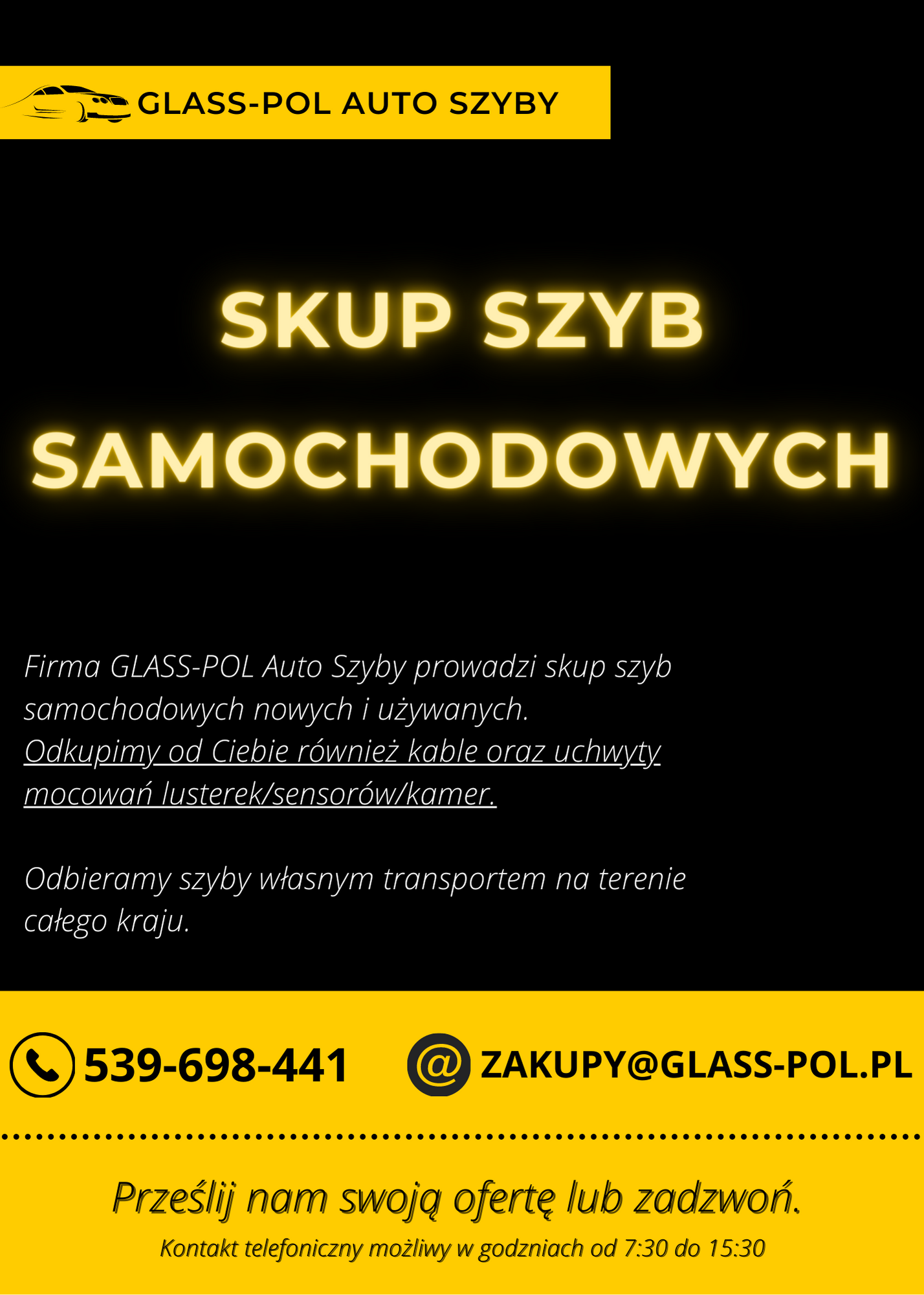 Skup Szyb Przednich I Tylnych Do Aut - GLASS-POL Auto Szyby, Używane, Z ...