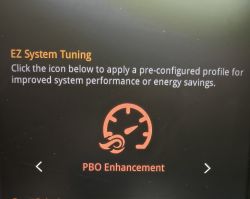 Ekran EZ System Tuning z wybraną opcją PBO Enhancement