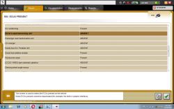 Zrzut ekranu systemu diagnostyki samochodowej pokazujący listę modułów ECU.