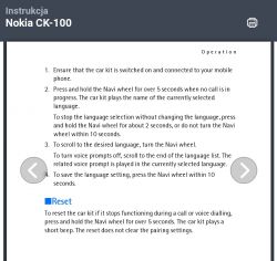 Wyłączanie automatycznych komunikatów w zestawie głośnomówiącym Nokia CK 100