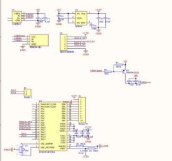 Electrical schematic of a circuit integrating SPX3819 with STM32 microcontroller.