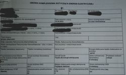 Formularz umowy na energię elektryczną z danymi klienta i parametrami przyłącza