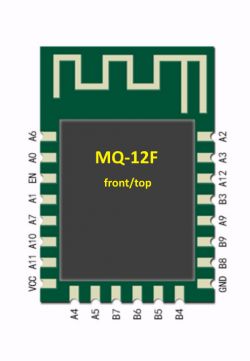 MQ-12F Module with Pin Labels Front view of the MQ-12F module with pin labels.