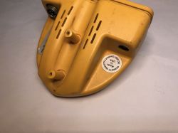Bottom of a yellow Garrett Ace 250 device casing with a quality control sticker.