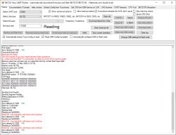 Screenshot of BK7231 Easy UART Flasher showing flash reading log for BL702 on COM8