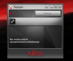 Okno programu Skylight z komunikatem „Nie można pobrać oprogramowania układowego”