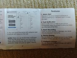 Motion sensor instruction manual with list of features and Wi-Fi setup.