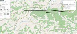 Mapa z zaznaczoną lokalizacją użytkownika i kierunkiem do stacji bazowej Orange