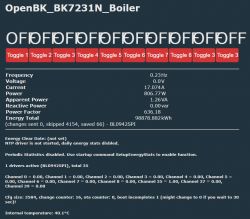 Screenshot displaying OpenBK_BK7231N_Boiler parameters.