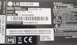 Tabliczka znamionowa telewizora LG model 32LJ510B