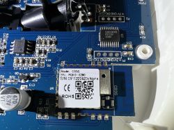 PCB with Wi-Fi Module CB3S and Microcontroller Close-up of a PCB with a Wi-Fi module CB3S and a CX32L003F8 microcontroller.