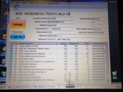 Ocena kondycji dysku WD800BEVS 75RST0 w starym laptopie IBM t60 z Win XP