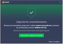JS:miner-av [Trj] - AVAST okienko ostrzeżeń cyklicznie wyskakuje