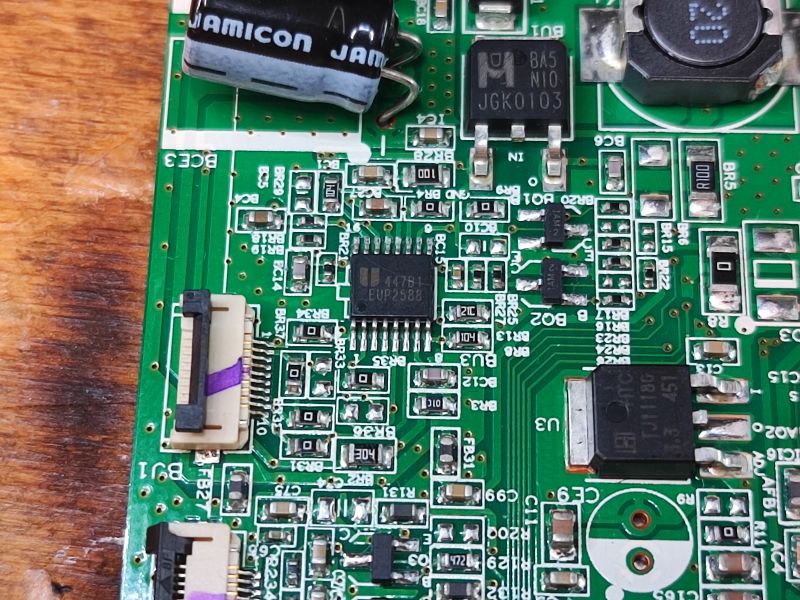Printed Circuit Board with Control Components of Acer LCD Monitor Printed circuit board with electronic components in a monitor.