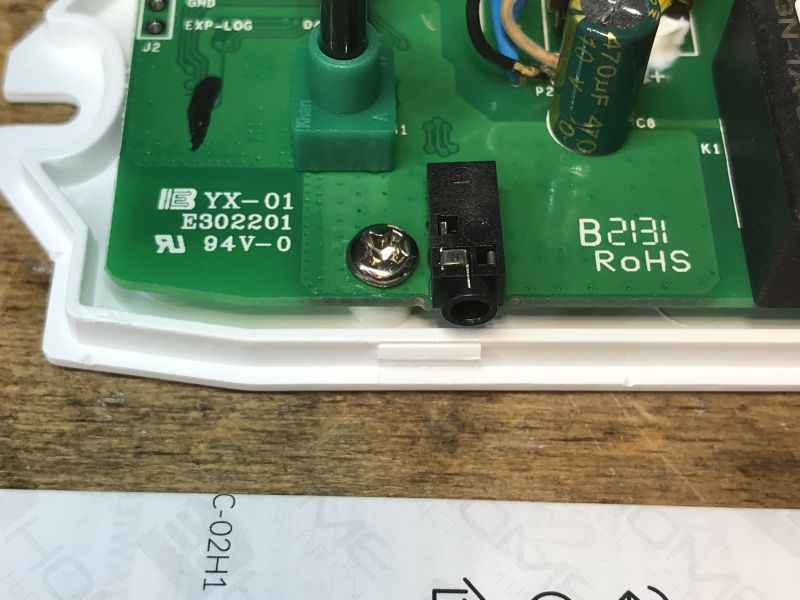 WS-03H1 Module PCB with Jack Socket Close-up of the WS-03H1 module's PCB with a jack socket.