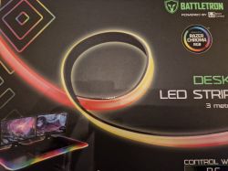 Packaging of Battletron Desk LED STRIP, 3 meters long, with colorful lighting.
