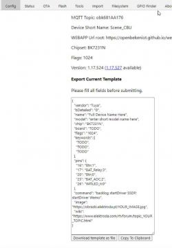 Screenshot showing the configuration tab in a web application, displaying a sample configuration JSON.