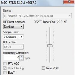 DVB-T + FM + DAB Tuner and HDSDR Program Installation: Maximum Frequency Set at 1.600Hz