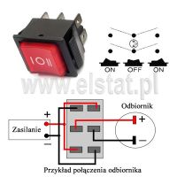 Przełącznik P-M/K/2 - co oznacza trzeci pin obok + i -?