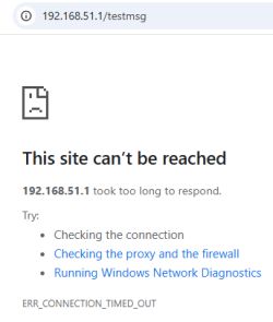 Screenshot of a browser showing This site can't be reached error for address 192.168.51.1.
