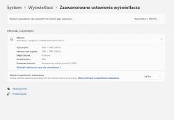 Zrzut ekranu zaawansowanych ustawień wyświetlacza w systemie Windows 11.