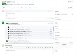 Screenshot of a GitHub pull request titled qos1-test #1063.