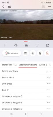 Interfejs aplikacji do monitoringu z podglądem z kamery.