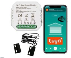 Moduł otwieracza bram Wi-Fi z aplikacją Tuya na smartfonie.