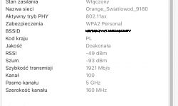 Zrzut ekranu przedstawiający wyniki pomiarów sieci Wi-Fi.