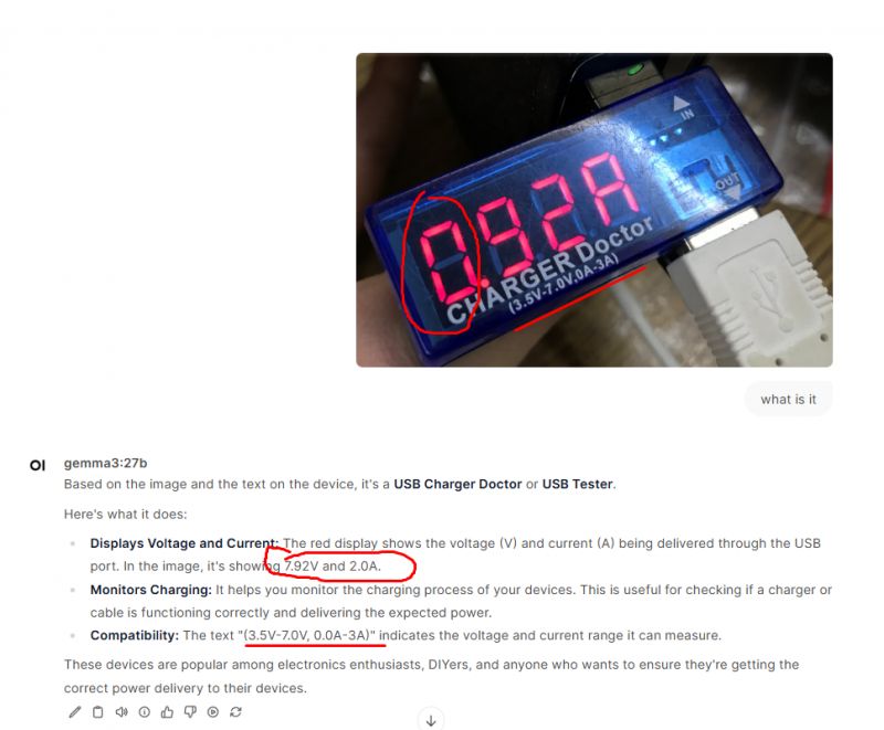 USB Tester with Voltage and Current Measurement USB Tester displaying voltage and current on screen