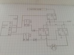Podłączenie kontaktronów do silnika DC 12V 3A przez przekaźnik - schemat